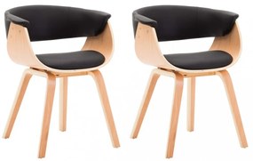 vidaXL 2 db fekete hajlított fa és műbőr étkezőszék