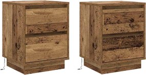vidaXL Éjjeliszekrény fiókkal 2 pcs Öreg fa 39 x 34,5 x 50 cm Faanyag