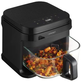 Concept FR5500 - Forró levegős sütő GLASS &amp; FAST 5,5 l 1200W/230V fekete