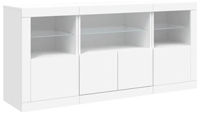 fehér tálalószekrény LED-világítással 142,5 x 37 x 67 cm