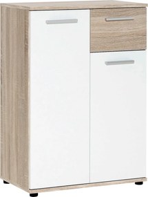 Komód JACKY 1 tölgy / fehér - 
            fehér
            tölgyfa
          , 
            Laminált és mások
          , 
            85
          x
            35
          x
            60
          cm