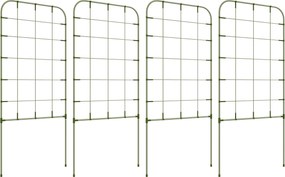 Outsunny 4 darabos Kerti Rács Szett Acél Vázszal Gyümölcsök, Zöldségek, Virágok Támogatására Kültéri Dekorációhoz Teraszon, 40x90 cm Zöld | Aosom