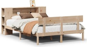 vidaXL tömör fenyőfa könyvespolcos ágy matrac nélkül 140 x 190 cm