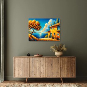 Üveg kép - Ház narancsokkal II. (70x50 cm)