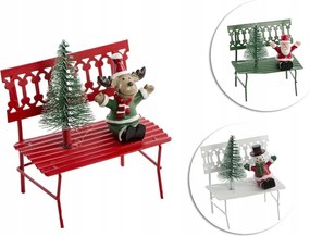 Karácsonyi figura Fém pad piros zöld fehér 3szín 10x8cm