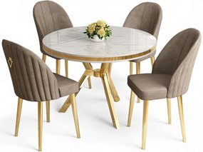 Mos étkezőgarnitúra, fehér márvány-arany, 90 cm – TR240CHR2919
