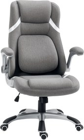 Vinsetto Ergonomikus Irodai Szék Összecsukható Karfával és Fejtámlával, Forgószék Állítható Magassággal és Dőlésszámmal, Szövetből Tanulmányhoz, Szürk