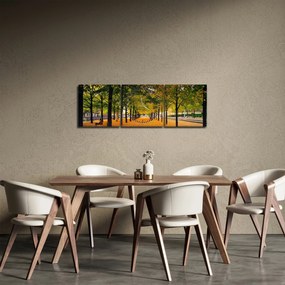 Egy kép az őszi fák sikátorából (órával) (90x30 cm)