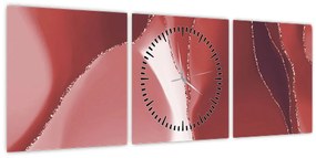 Kép - Piros absztrakt virág N⁰3 (órával) (90x30 cm)