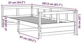 természetes színű tömör fenyőfa kanapéágy 80 x 200 cm