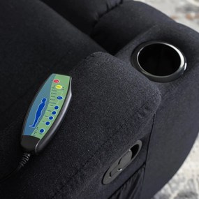 Elektromosan Vezérelhető Masszázsfunkciós Relaxfotel Fekete Szövet Kárpittal. BOX 2