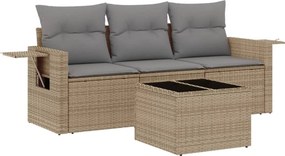 vidaXL 4 részes bézs polyrattan kerti ülőgarnitúra párnákkal