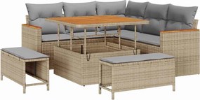 vidaXL Kerti Kanapé Szett 8 pcs Bézs polirattan