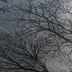 Kép - Fa sziluettek levelekkel (órával) (90x30 cm)