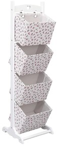 vidaXL 4-szintes virágmintás fa kosárállvány 35 x 35 x 125 cm