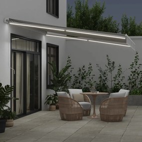 antracitszürke-fehér LED-es kézi napellenző 400 x 300 cm