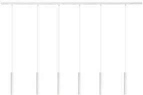 Modern sínrendszer 6 fehér függőlámpa foglalattal, 1 fázisú - Slimline Keno