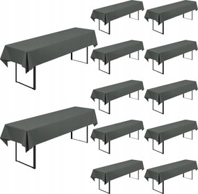 12 db-os vízálló asztalterítő szett 250 × 100 cm, antracit szín