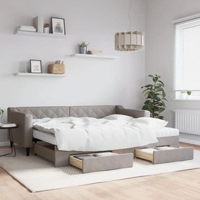 tópszínű kihúzható szövet heverő fiókokkal 90 x 200 cm