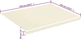 Krémszínű csere napellenző ponyva 4,5 x 3,5 m