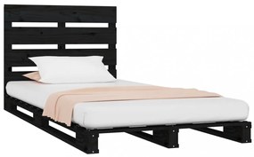 fekete tömör fenyőfa ágykeret 75x190 cm (Small Single)