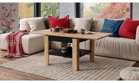 Bővíthető konferencia/étkezőasztal LIA tölgy craft/fekete polccal