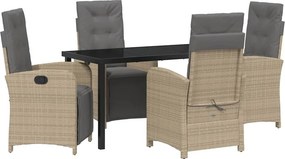 vidaXL Kert étkező szett párnával 5 pcs Bézs polirattan