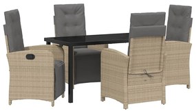 vidaXL Kert étkező szett párnával 5 pcs Bézs polirattan