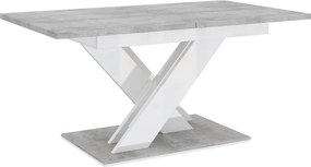 Maasix SWTG Magasfényű Fehér - Beton 4 személyes étkezőszett Fekete Elvira székekkel N