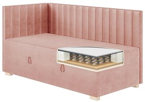 Rózsaszín sarok ágyneműtartós gyerekágy matraccal 90x200 cm Snugi – Ghado