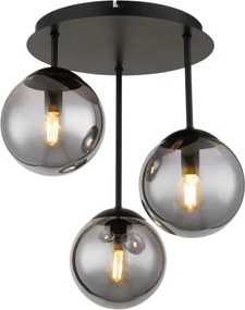 Globo 47441-3S Mennyezeti lámpa, fém matt fekete, füstszínű üveggolyók, ø: 340mm, M: 400mm, 3x E14 LED 25W 230V izzók nélkül