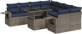 vidaXL 9 részes szürke polyrattan akácfa kerti ülőgarnitúra párnákkal