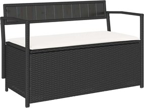 vidaXL fekete polyrattan kerti tároló pad párnával