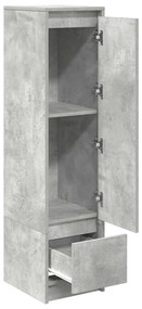 betonszürke szerelt fa magasszekrény 29,5x34x119,5 cm