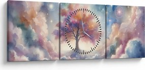 Kép – Életfa a felhőkben (órával) (90x30 cm)