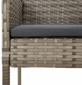 vidaXL 5 részes fekete és szürke polyrattan kerti étkezőszett párnával