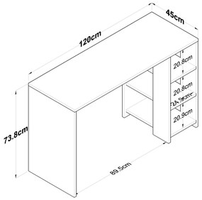 PC asztal Sikine 1 (dió + antracit) . 1094916