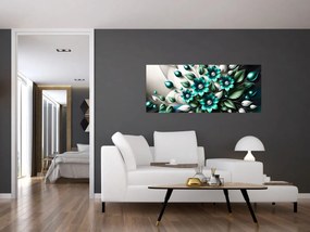 Kép - 3D türkiz virágok (120x50 cm)