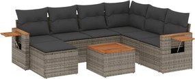 vidaXL 8 részes szürke polyrattan kerti ülőgarnitúra párnákkal