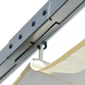 fehér-krémszínű acélpergola behúzható tetővel 3 x 3 m