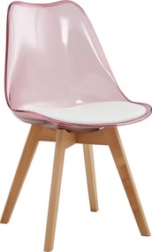 Szék, átlátszó rózsaszín, akril/ekobőr/bükk, BALI 2 NEW