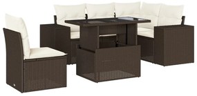 6 részes barna polyrattan kerti ülőgarnitúra párnával