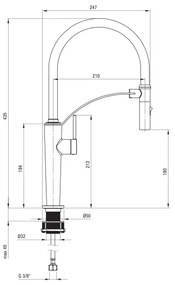 Deante BRC_072M - Mosogató csap rugalmas karral CORDA fényezett króm