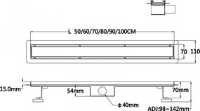 stellman zuhanylefolyó 70cm zuhanytálcához arany rozsdamentes acél