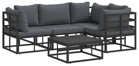 vidaXL Kerti Kanapé Szett párnával 5 pcs Fekete Alumínium