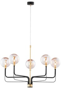 Jupiter 1886 - Kábelre függesztett csillár ERIS 5xG9/14W/230V arany/fekete/füstös bézs