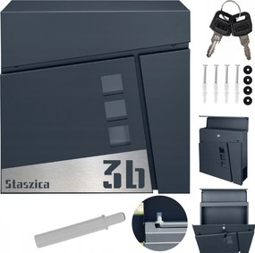 Nagy Postaláda Házszámmal Antracit Acél Utcai Szám