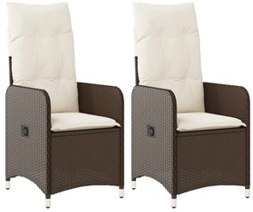 vidaXL 2 db barna polyrattan dönthető kerti szék párnákkal