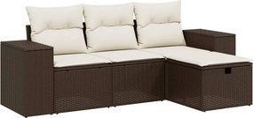vidaXL 4 részes barna polyrattan kerti ülőgarnitúra párnákkal