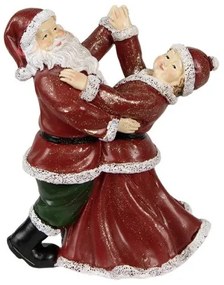 Táncoló mikulás papa és mama, 12x8x15cm, karácsonyi dekorfigura